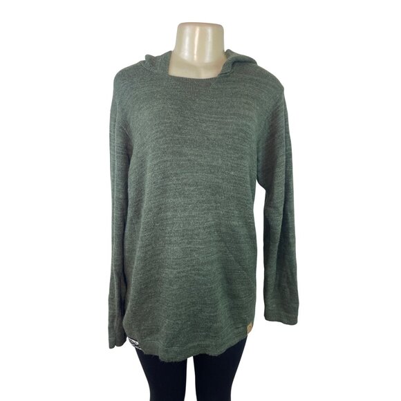 Green Hooded Knit Sweater Pullover Unisex Alpaca Blend Handmade Fair Trade - Picture 1 of 8